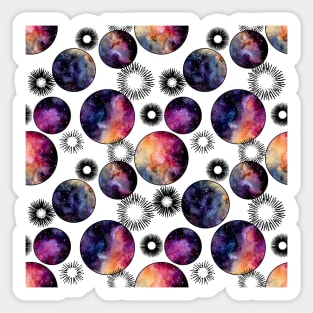 Watercolor Bright Yellow and Pink Nebula in Circles Sticker